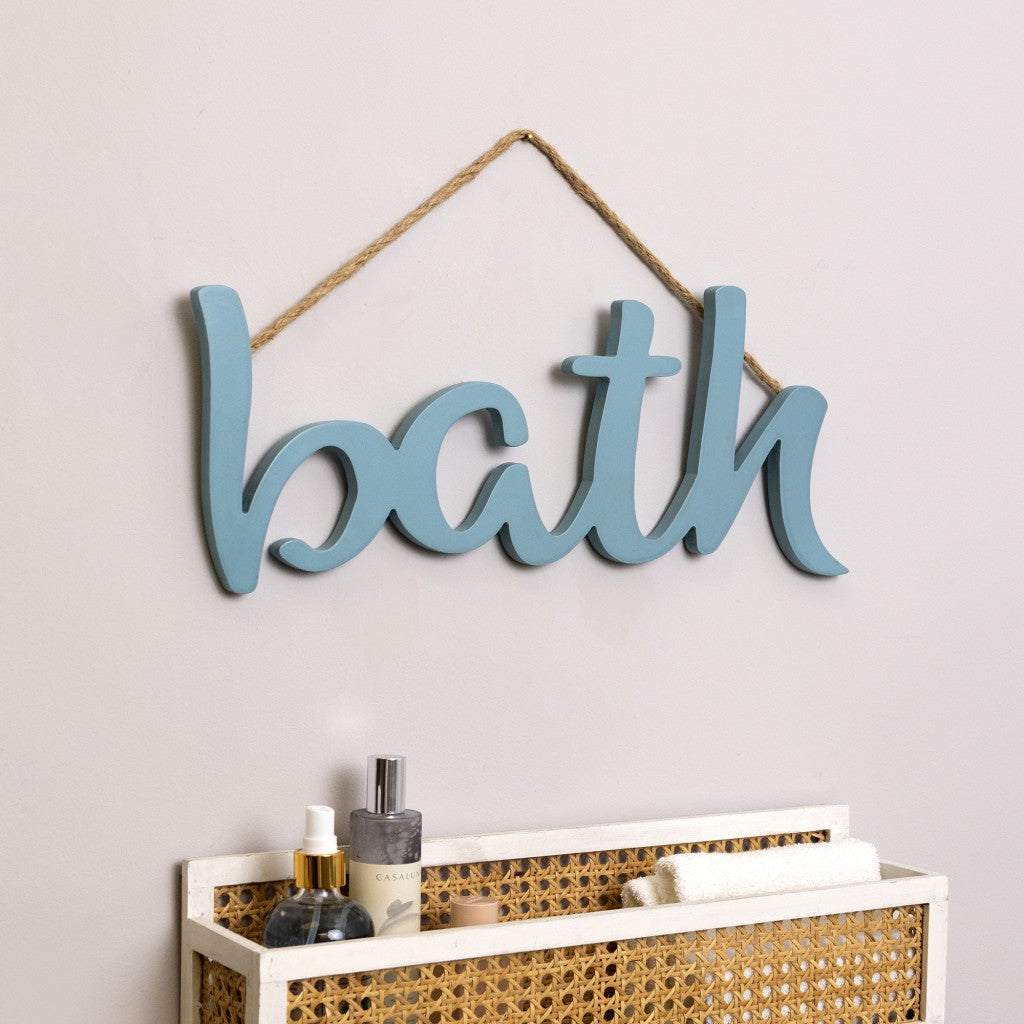 Blue Wooden Bath Hanging Wall Décor