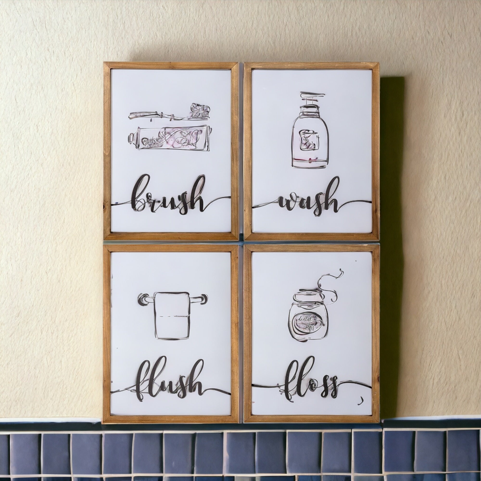 Set of Four Bathroom Themed Wall Art