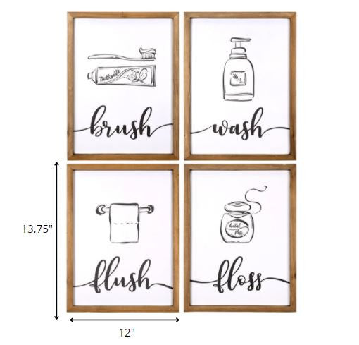 Set of Four Bathroom Themed Wall Art