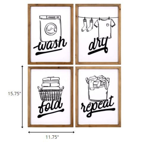 Set of Four Laundry Themed Wall Art
