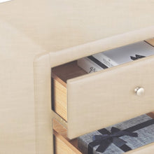 Beige Upholstered 2 Drawer Nightstand