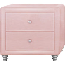 Pink Upholstered 2 Drawer Nightstand