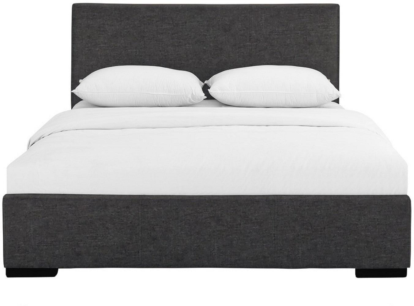 Black Upholstered Queen Platform Bed