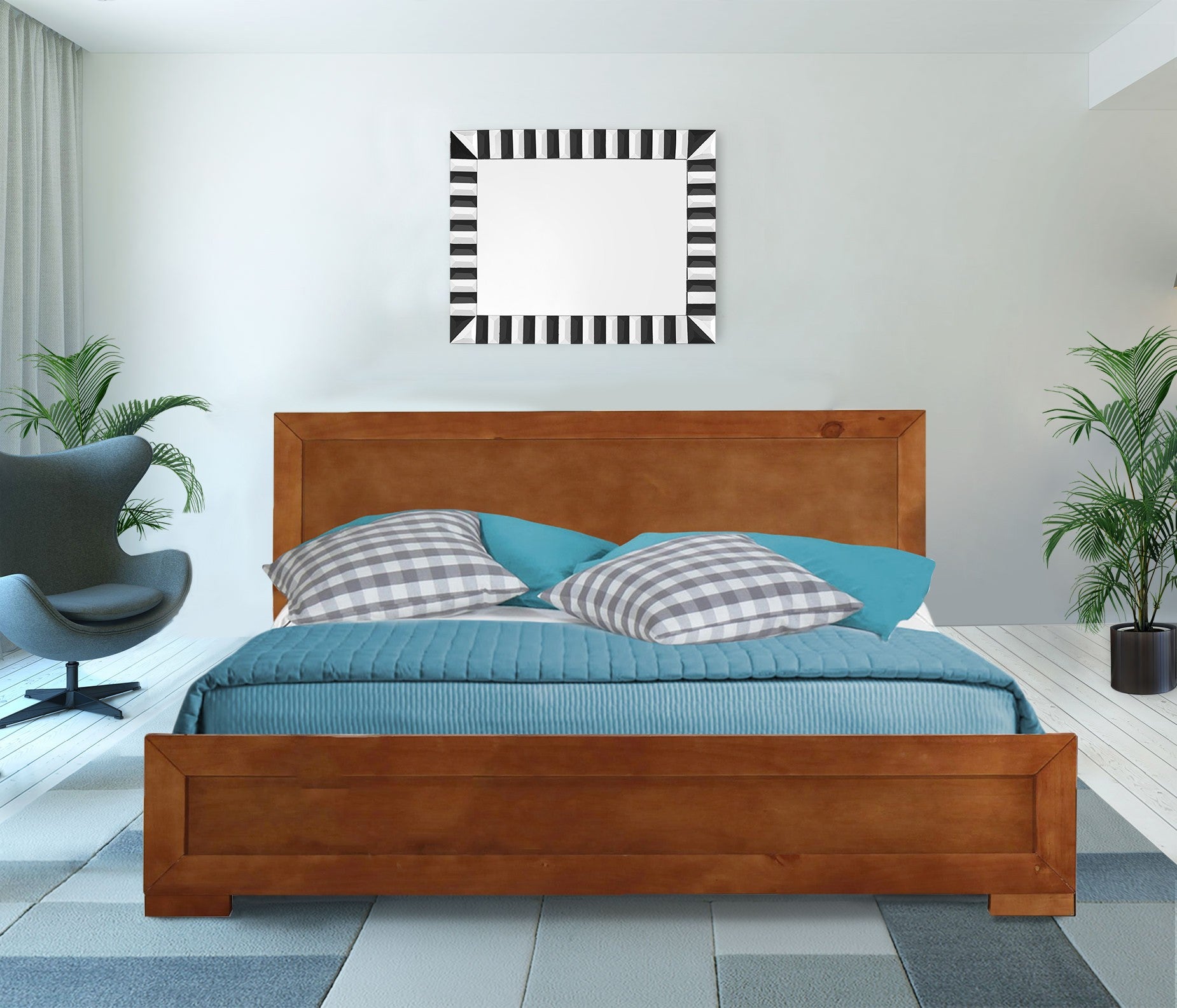 Black Wood Full Platform Bed
