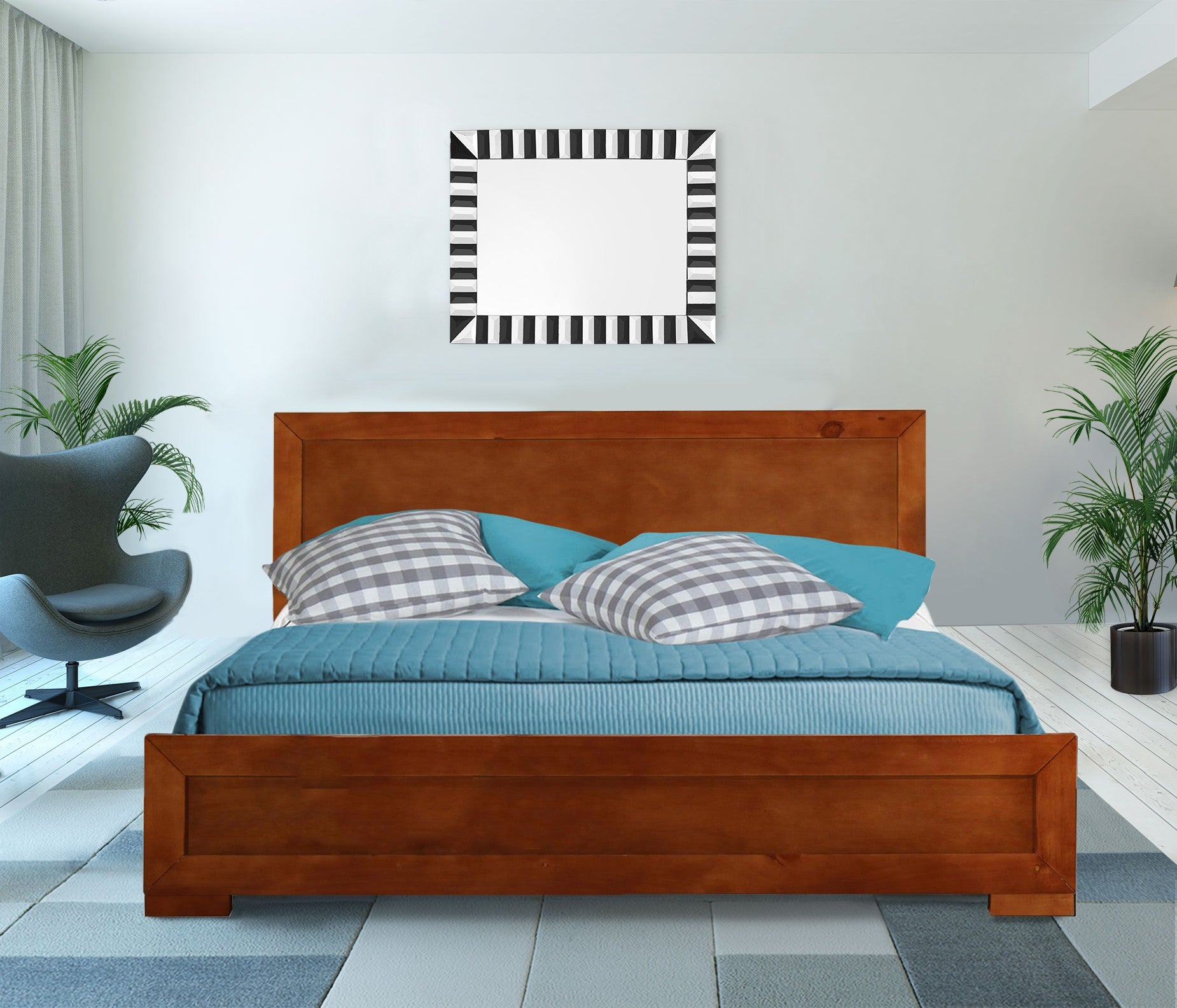 Black Wood Full Platform Bed