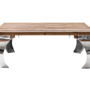 39" Steel And Reclaimed Wood Contemporary Square Coffee Table