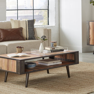 47 英寸質樸棕色再生木開架咖啡桌