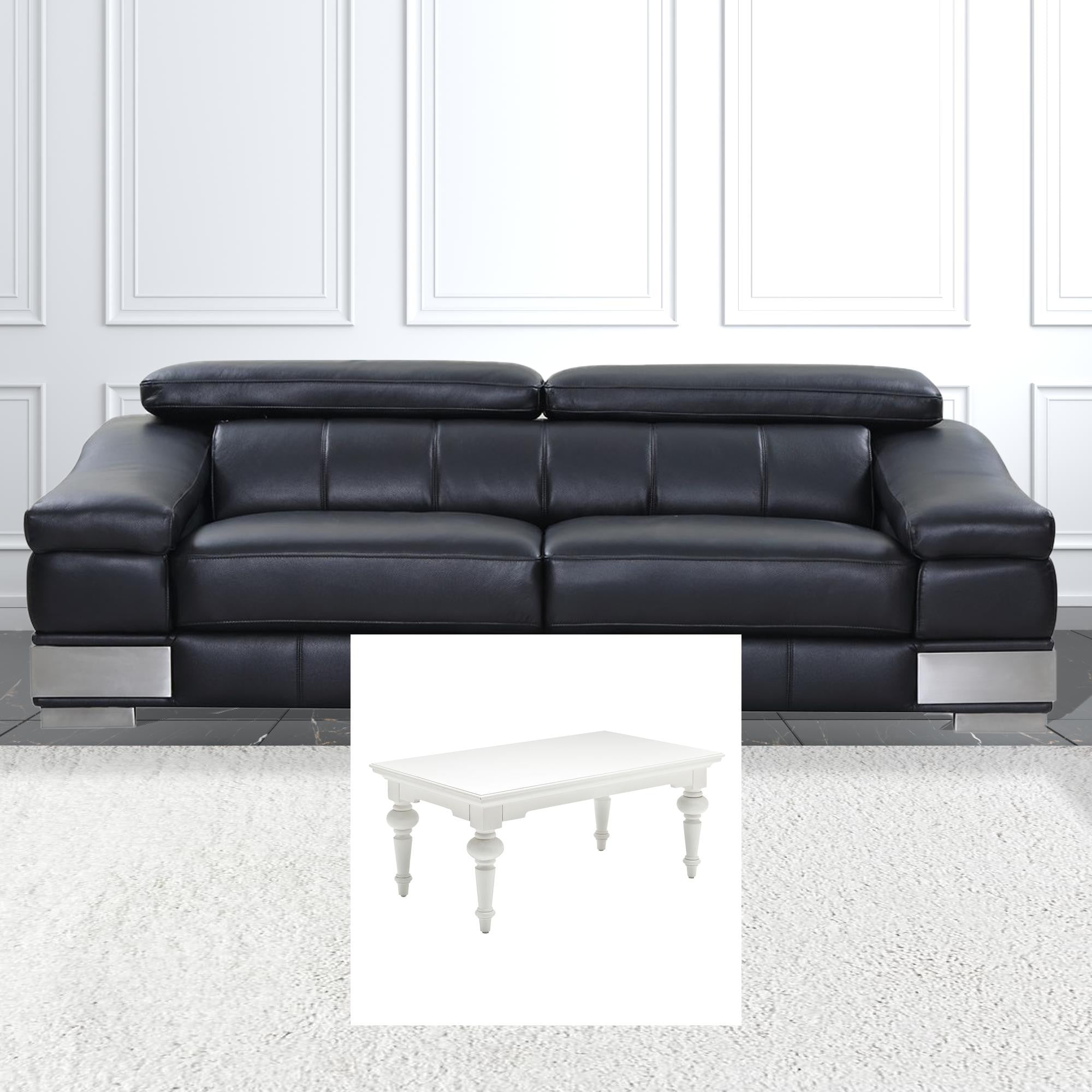 47" Classic White Manufactured Wood And Solid Wood Rectangular Coffee Table