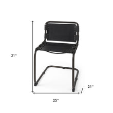 Set of 2 Black Leather Dining or Side Chairs