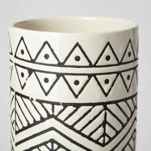 Black and Cream Tribal Geo Ceramic Vase 14