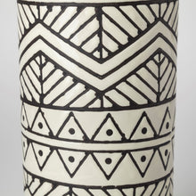 Black and Cream Tribal Geo Ceramic Vase 14