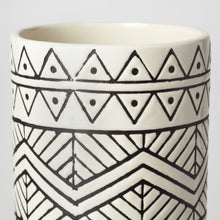 Black and Cream Tribal Geo Ceramic Vase 17