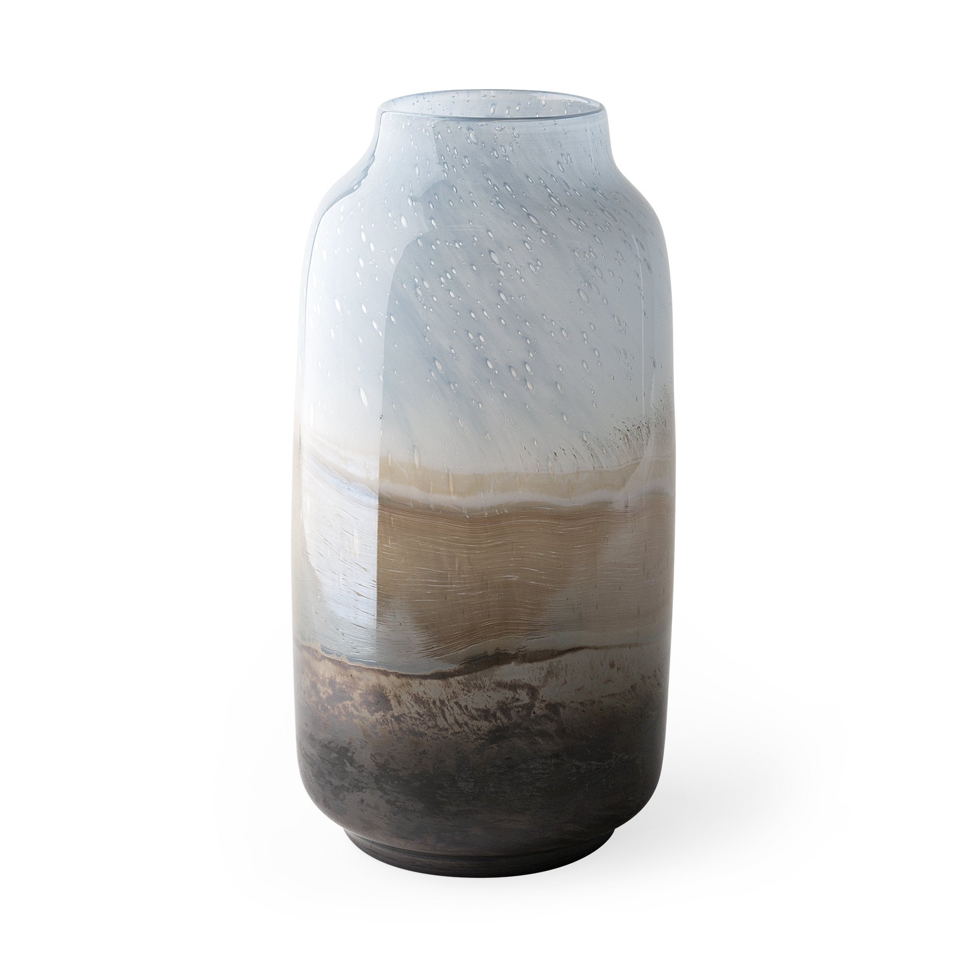 Ocean Wave Colored Bubble Glass Oval Urn Glass Vase 15"