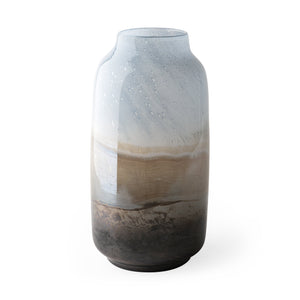 Ocean Wave Colored Bubble Glass Oval Urn Glass Vase 15"