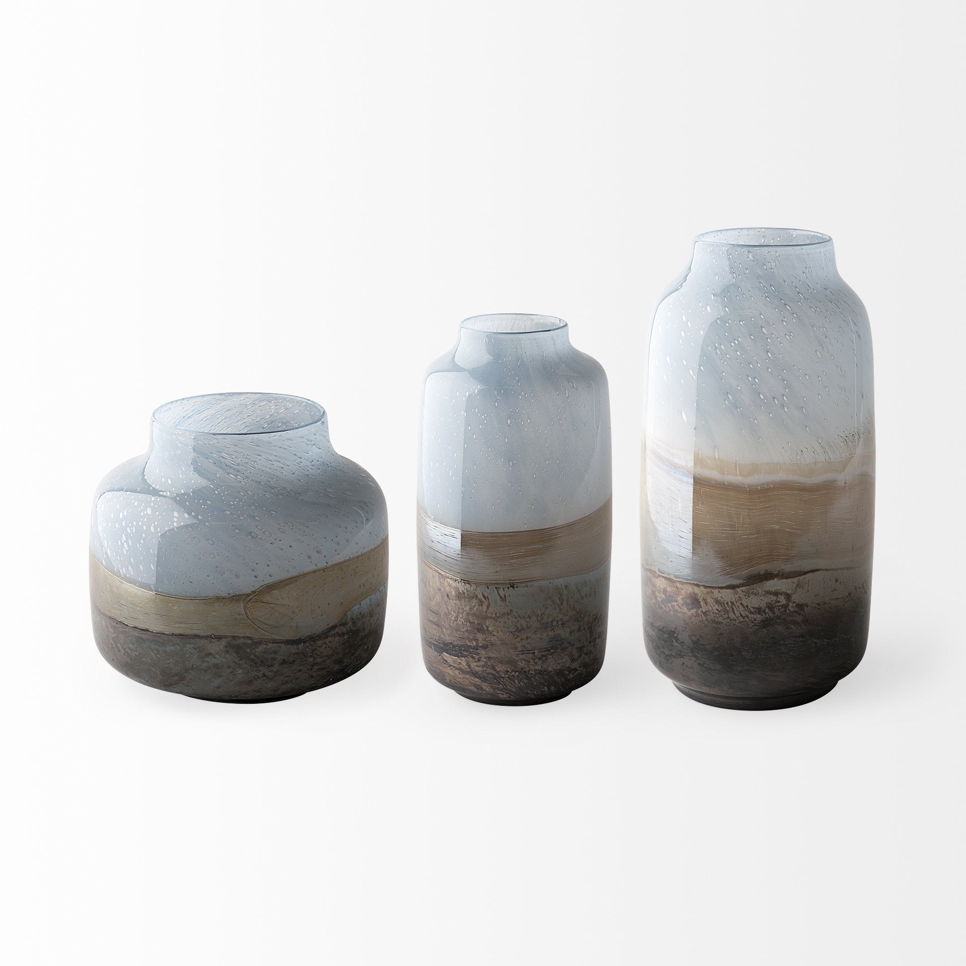 Ocean Wave Colored Bubble Glass Oval Urn Glass Vase 15"