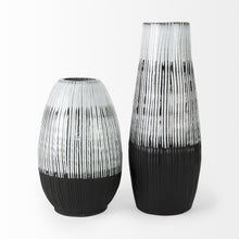 Black White and Gray Patterned Lines Ceramic Vase 13
