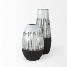 Black White and Gray Patterned Lines Ceramic Vase 13
