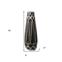 3D Geometric Pattern Black Vase