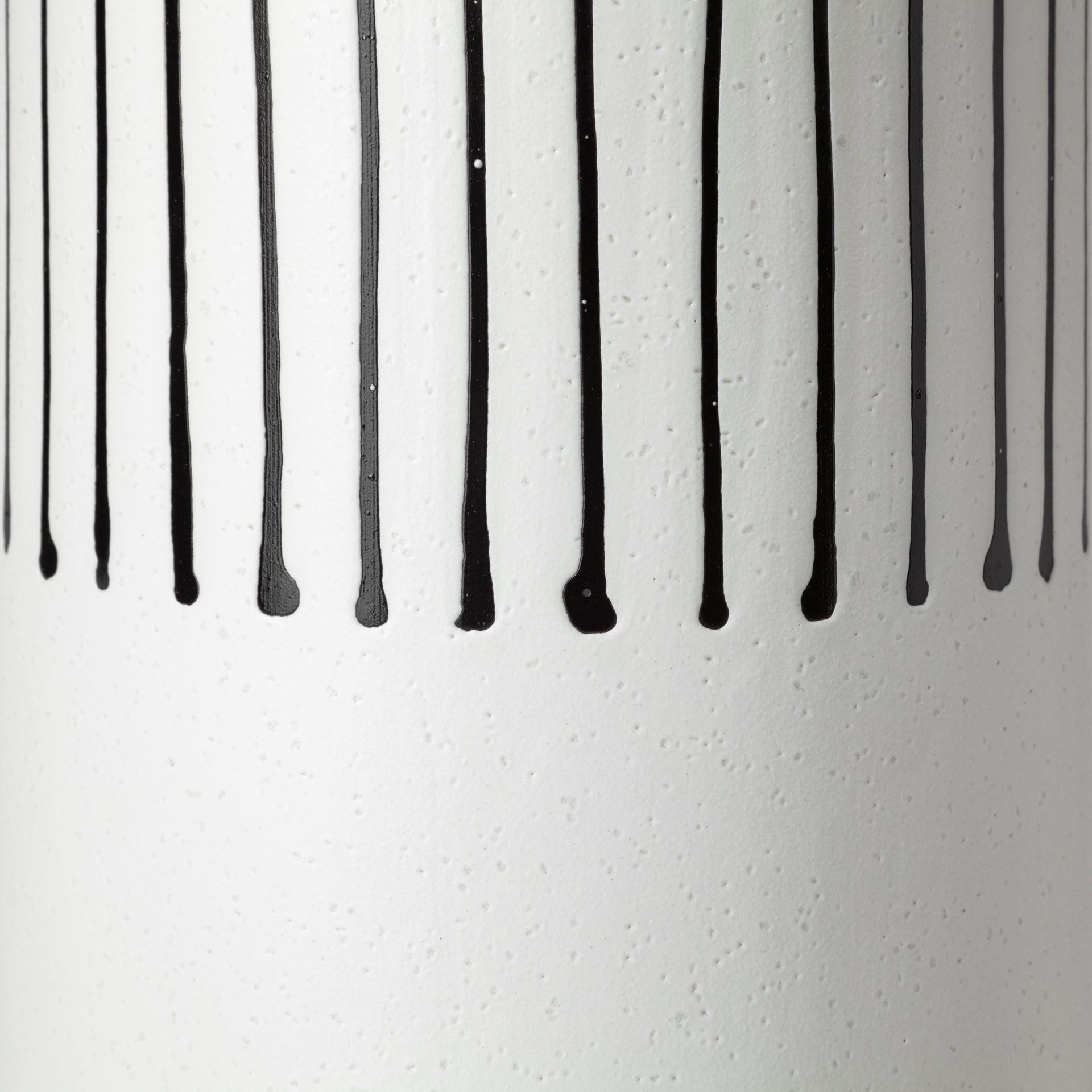 23" Black and White Pinstriope Narrow Ceramic Vase