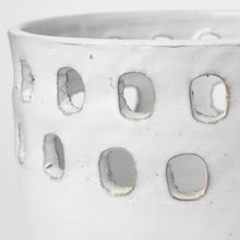 White Ceramic Vases with Hollow Details Set of Two