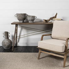 Rustic Whitewash Brown Double Handle Ceramic Vase