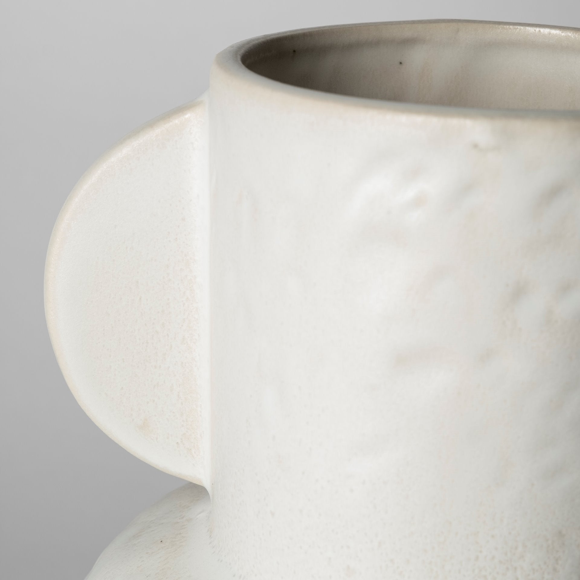 Whitewash Handled Textured Ceramic Vase 12"