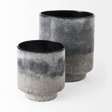 Black Brown and Gray Ombre Textured Ceramic Vase 6