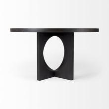 Black Wood Round Geometric Dining Table