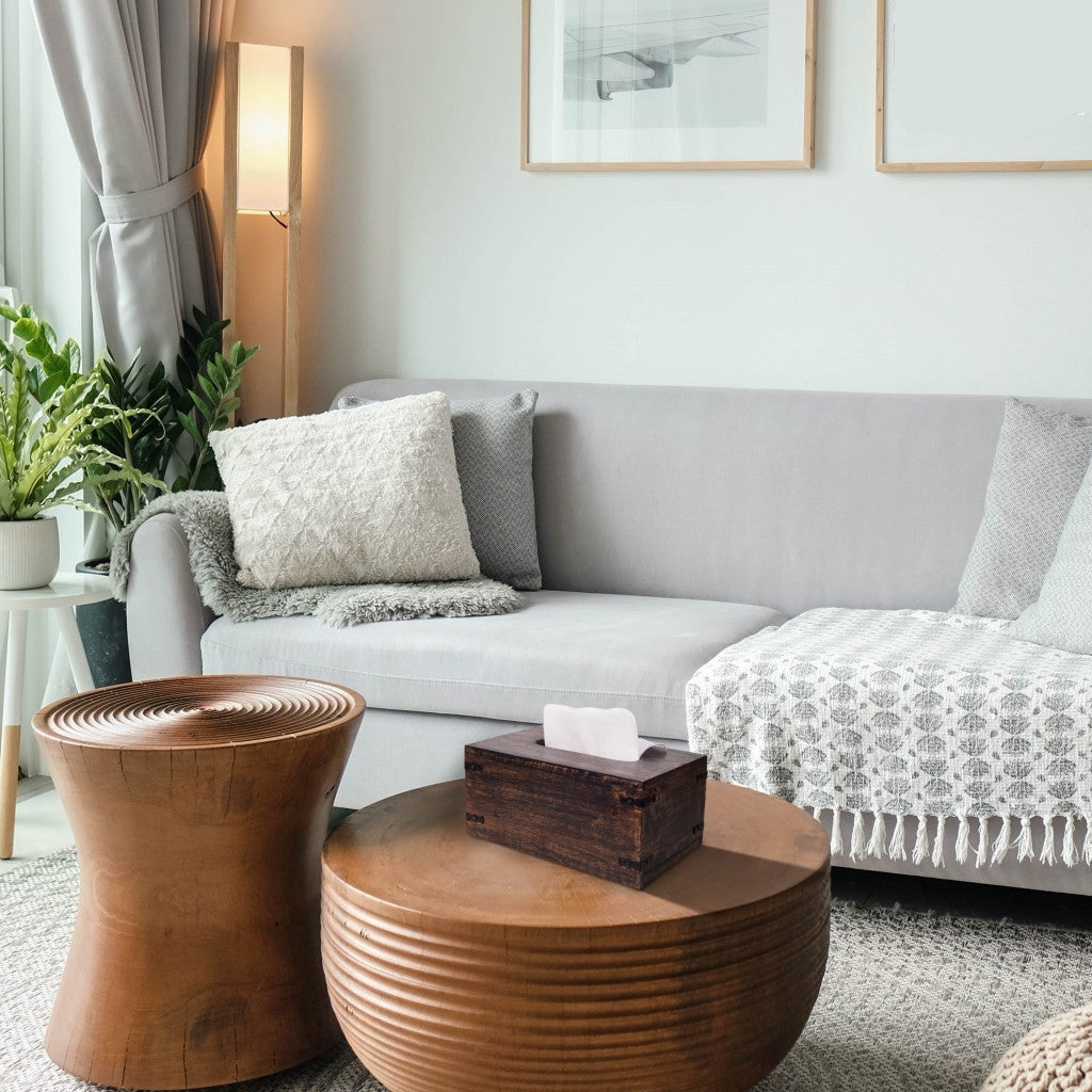 Rustic White Mango Wood Rectangular Tissue Holder