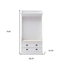 Classic White Entryway Coat Rack and Bench with Drawers