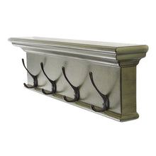 Rustic Antiqued Green Four Hook Hanging Coat Rack