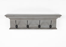 Rustic Antiqued Gray Wood Four Hook Hanging Coat Rack
