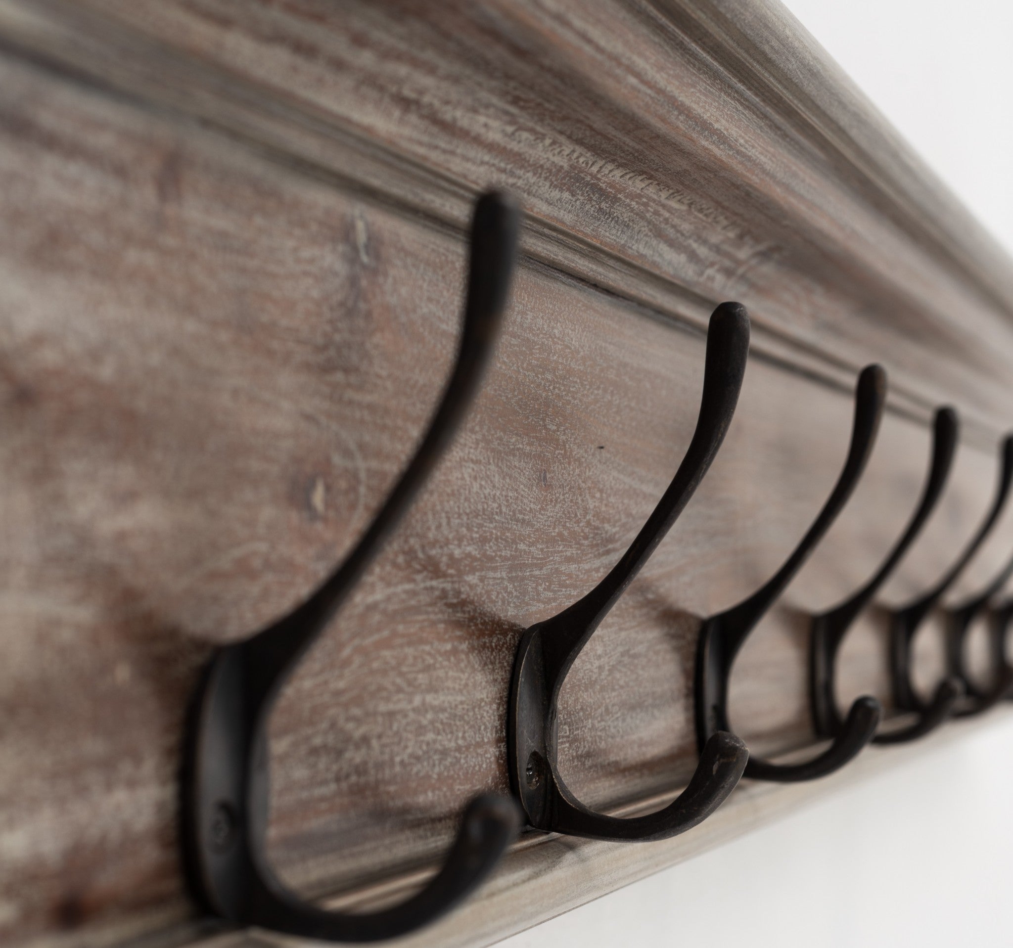 Rustic Natural Wash Wood Eight Hook Hanging Coat Rack