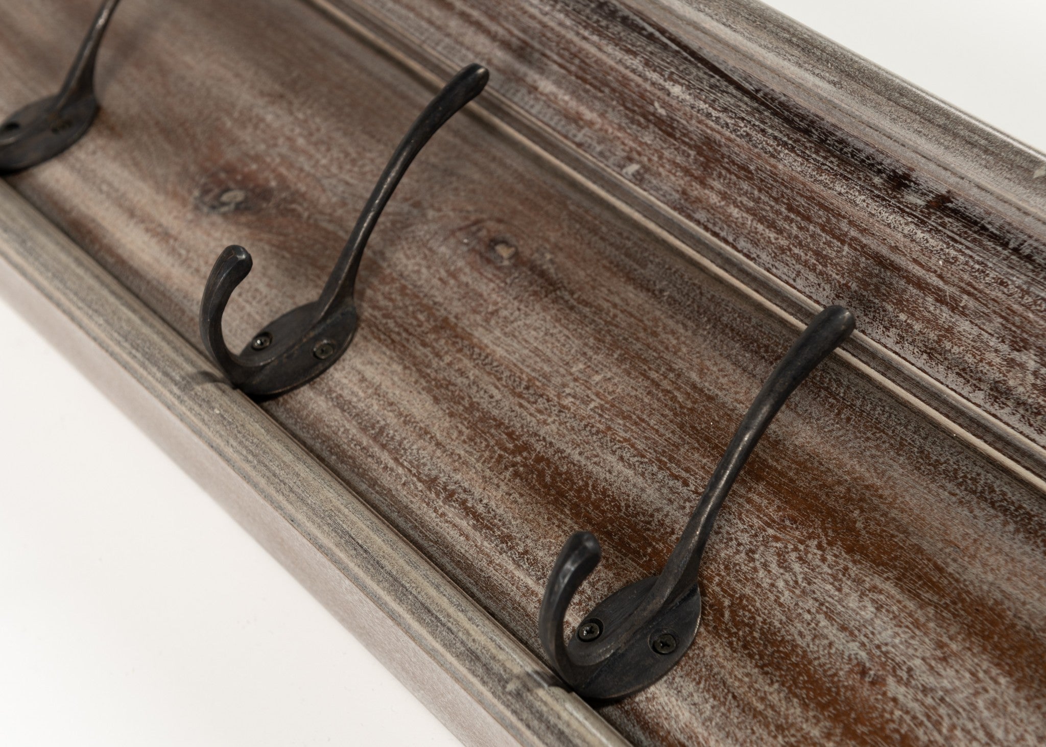 Rustic Natural Wash Wood Eight Hook Hanging Coat Rack