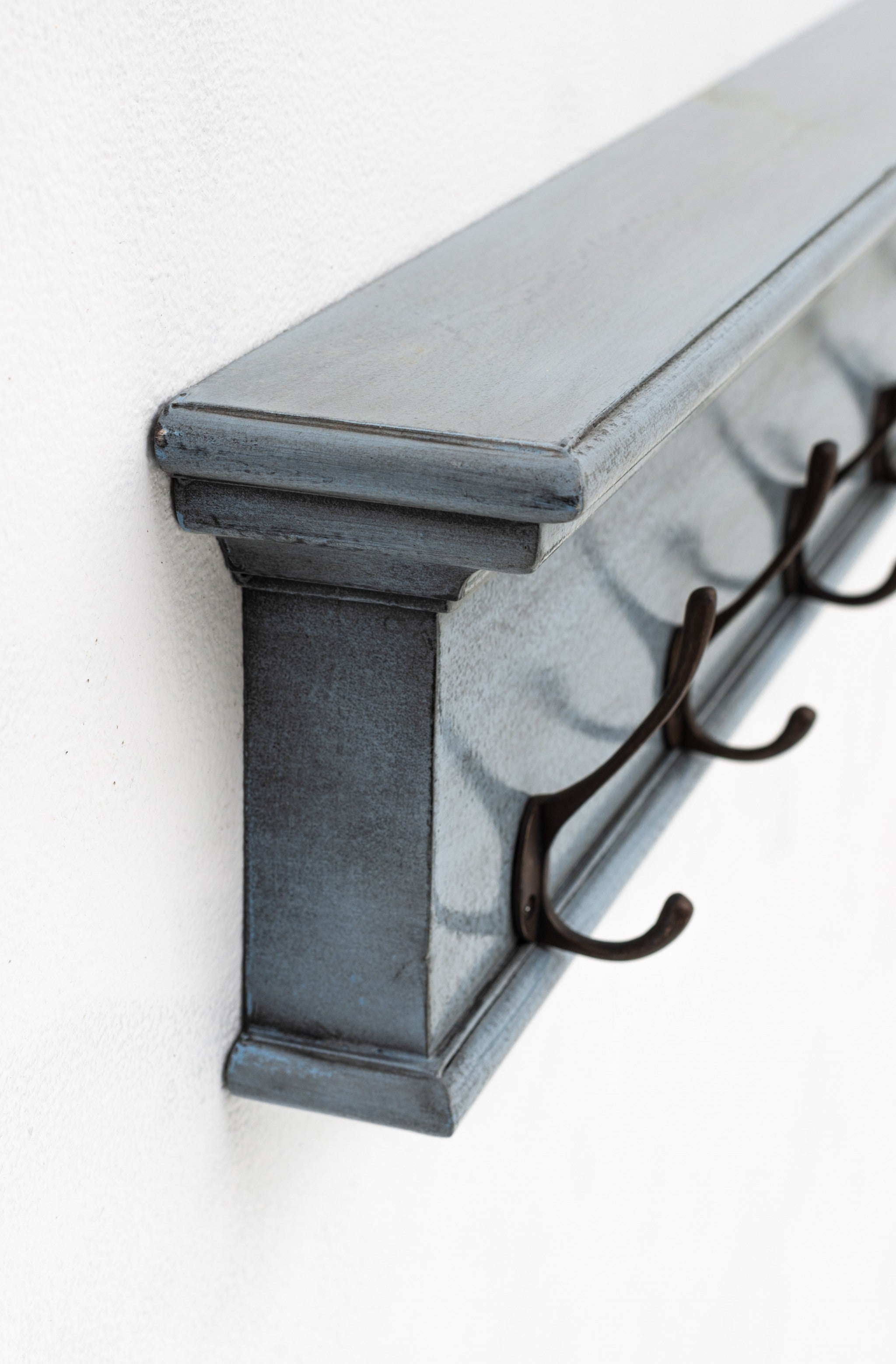 Rustic Antiqued Black and Blue Eight Hook Hanging Coat Rack