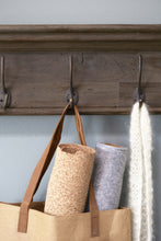 Rustic Dark Wood Eight Hook Hanging Coat Rack