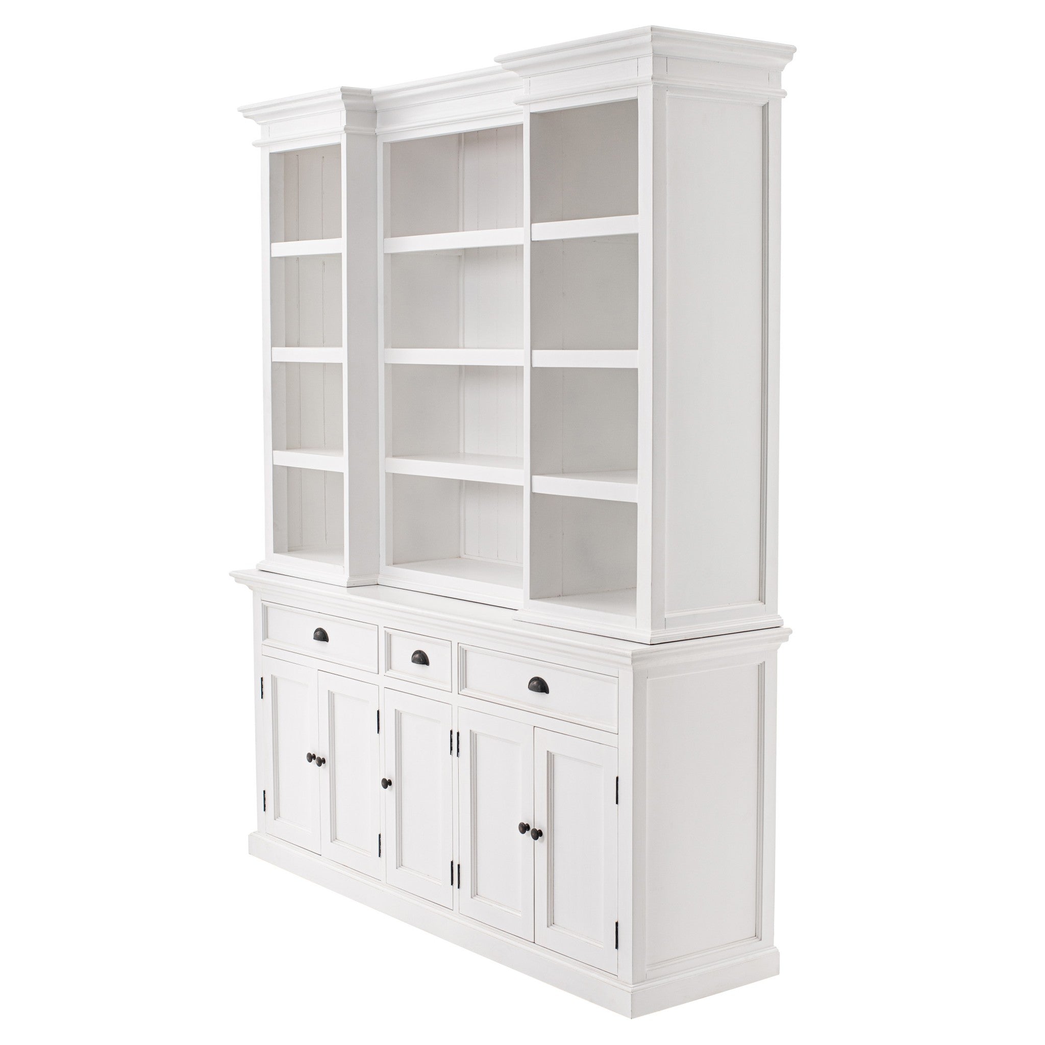 71" White Standard Dining Hutch With Eight Shelves And Three Drawers