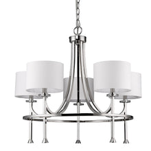 Kara 5-Light Polished Nickel Chandelier With Fabric Shades And Crystal Bobeches
