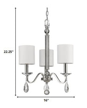 Lily 3-Light Polished Nickel Chandelier With Fabric Shades And Crystal Accents