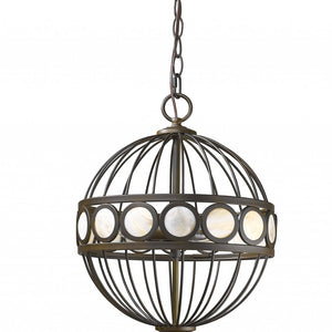 Aria 3-Light Oil-Rubbed Bronze Globe Pendant With Mother Of Pearl Accents