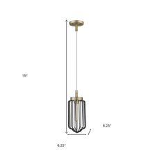 Gold and Black Metal Cage Pendant Hanging Light