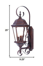 Three Light Dark Brown Swing Arm Lantern Wall Light