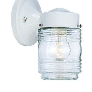 White Standard Jelly Jar One Light Outdoor Wall Light