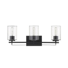 Black Metal and Textured Glass Three Light Wall Sconce