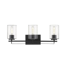 Black Metal and Textured Glass Three Light Wall Sconce