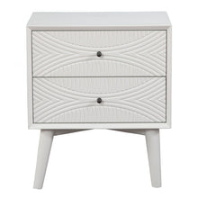 White Groovy 1 Drawer Wood Nightstand