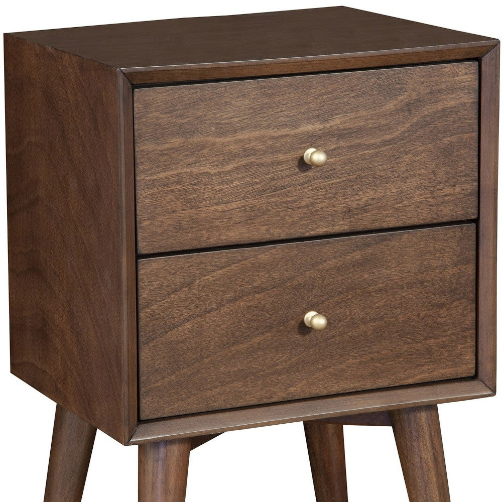 Dark Brown Century Modern Wood 2 Drawer Nightstand