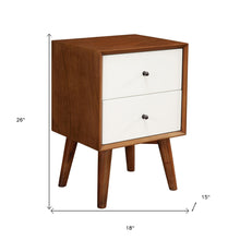Brown and White Century Modern Wood 2 Drawer Nightstand