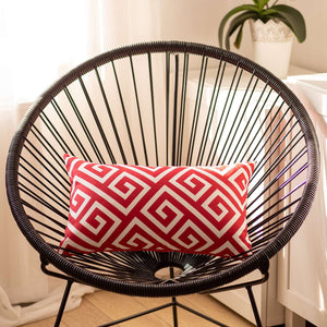 Red Greek Key Pattern Lumbar Throw Pillow