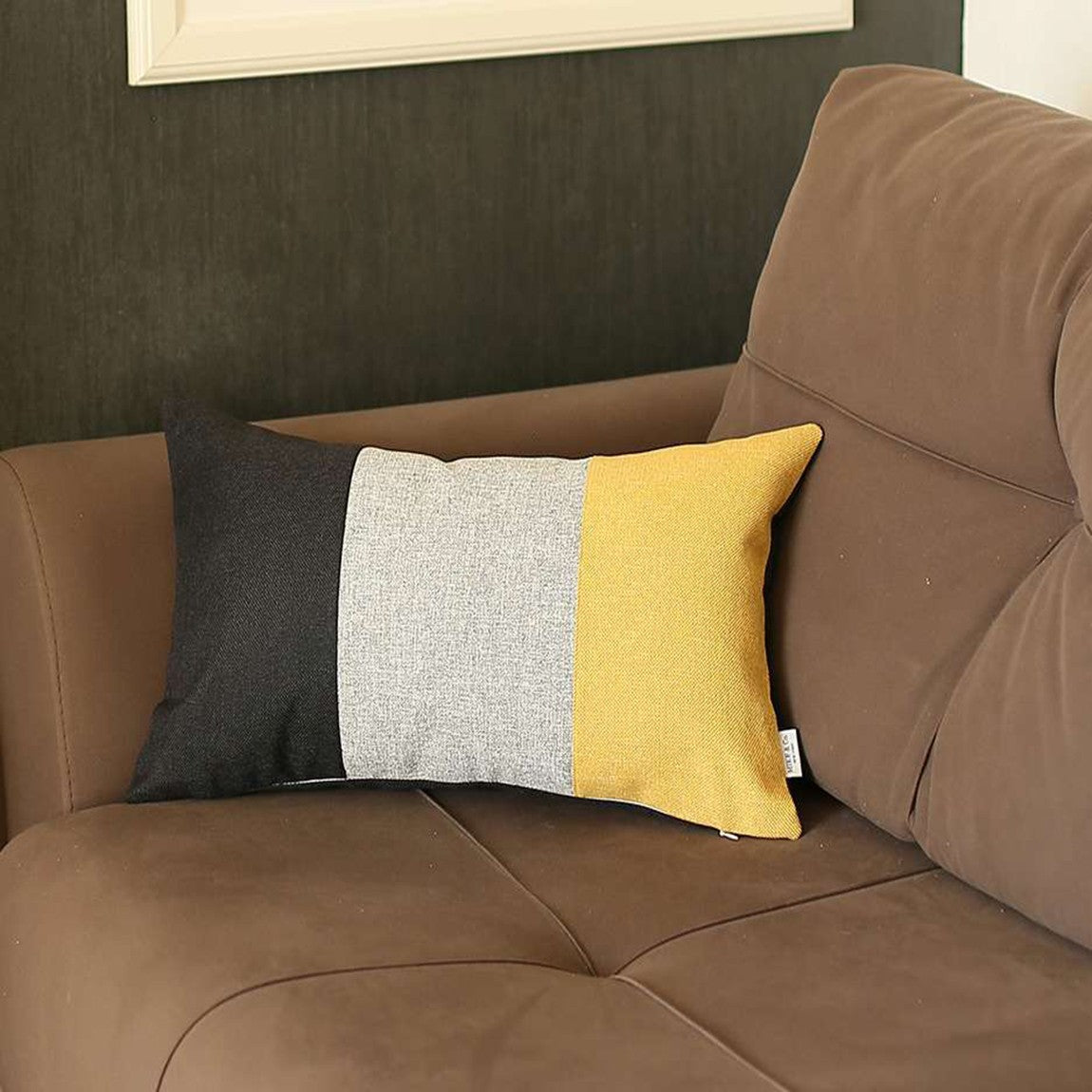 黃色三方腰靠枕